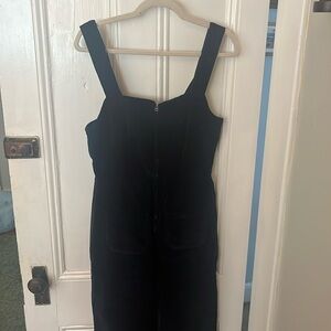Free People Luna Cord Corduroy Overalls Navy Blue Front Patch Pocket